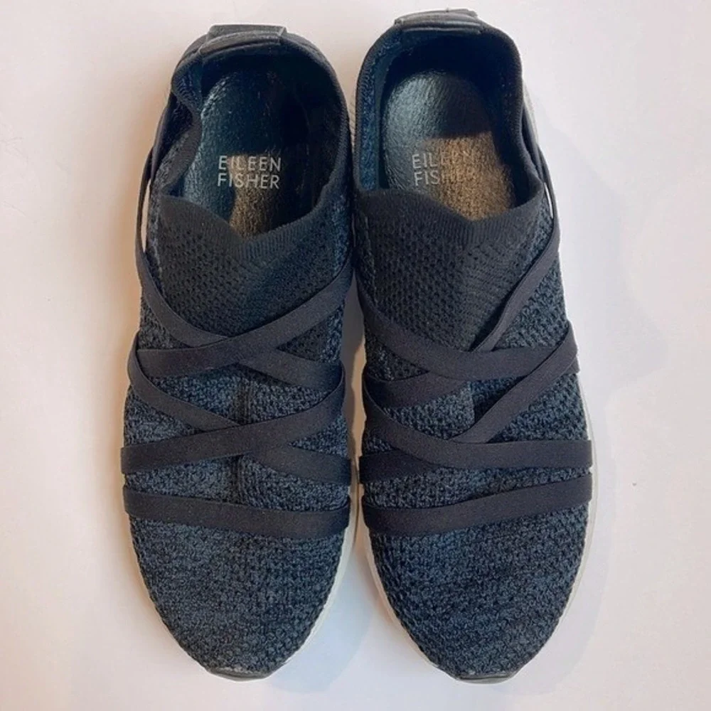 Eileen Fisher Xanady Blue‎ Black Knit Sneakers 6